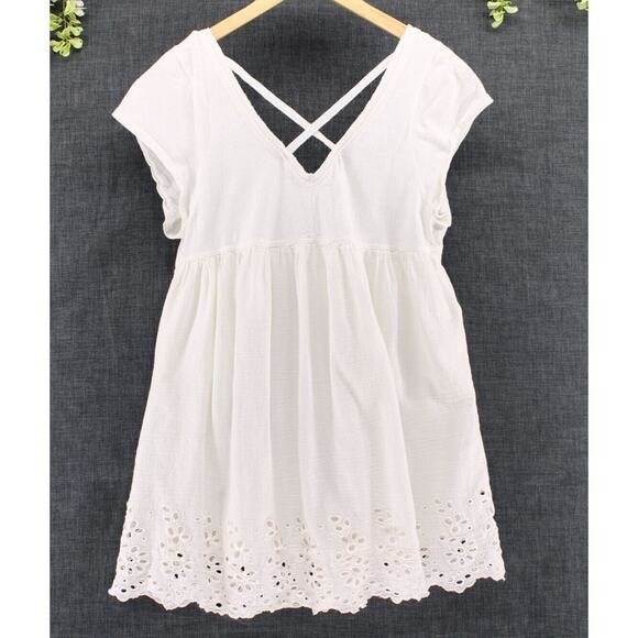 Anthropologie Daily Practice Women's White Eyelet Lace Mini Dress Sz XS P - Picture 1 of 10